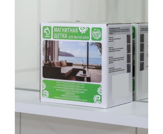 Магнитная щетка для мытья окон с двух сторон Доляна с водосгоном, 8-16 мм 5385837 – изображение 5