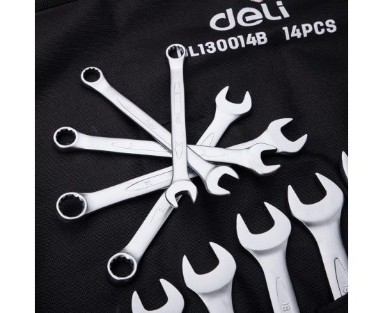 Набор комбинированных гаечных ключей DELI 14 шт. DL130014B 98322 – изображение 8