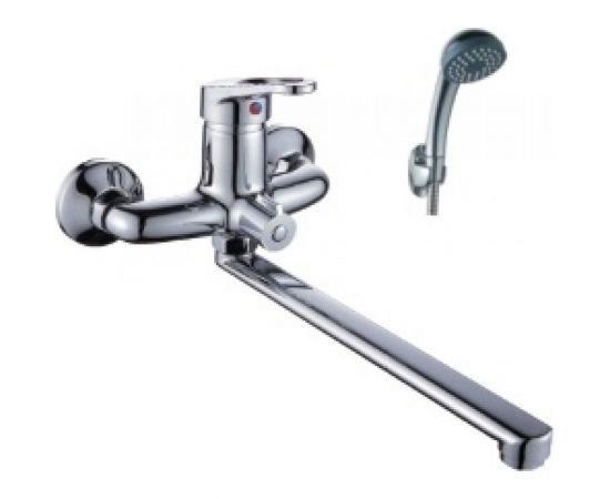 Универсальный смеситель Эверест с плоским прямым изливом и переключателем для душа B22-028 