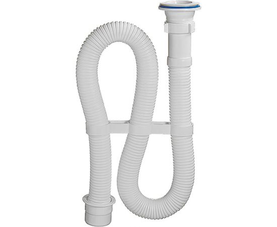 Гофрированный сифон ORIO 1 1/2x40 белый, с пластиковой решеткой D-70мм, длина 1000мм переходник на 50 мм АС-7011 