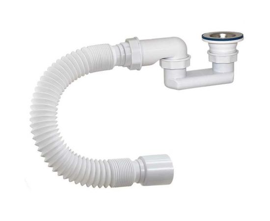 Сифон для душевого поддона ORIO 1 1/2x40, плоский, с гибкой трубой 40-50 длина гибкой трубы L= 370 мм АН-82589 