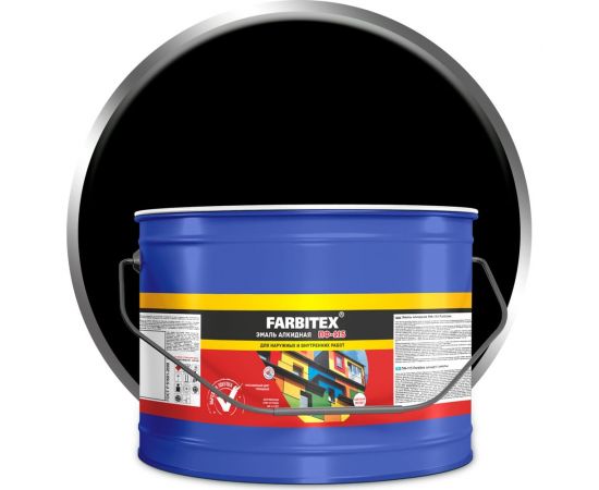 Алкидная эмаль FARBITEX ПФ-115 (черный; 10 кг) 4300005159 