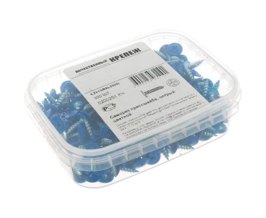 Прессшайба Качественный КРЕПЕЖ 4.2х13 мм, синяя RAL 5005, острая, 300 шт 0200251 КЧ – изображение 2