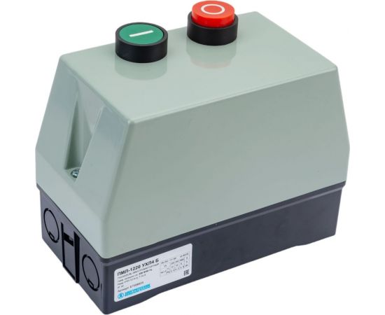 Электромагнитный пускатель Электротехник ПМЛ-1220 УХЛ4 Б, 220В/50Гц, 1з, 10А, нереверсивный, с реле РТЛ-1014-2 7-10А, в корпусе из пластика IP54, с кнопками ПУСК и СТОП ET508535 