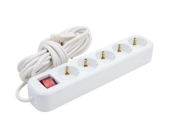 Сетевой удлинитель ПЕРЕСВЕТ+ с заземлением на 5 гнезда с переключателем шнур ПВС 30,75 5м 4620003922343 