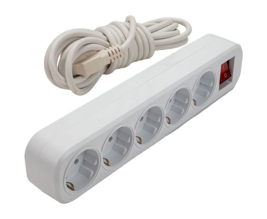 Сетевой удлинитель ПЕРЕСВЕТ+ с заземлением на 5 гнезда с переключателем шнур ПВС 31 5м 4620003922381 