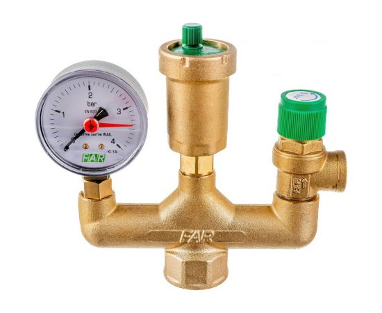 Группа безопасности котла с автоматическим воздухоотводчиком (1"", манометр 4 бар, пред. клапан 3 бар) FAR ВР FA 2115 1 