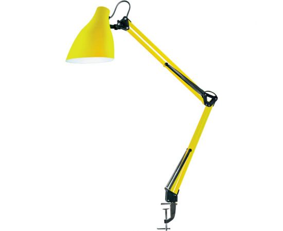 Настольный светильник Camelion KD-335 C07 желтый, с металлической струбциной, 230V, 40W, E27 13880 