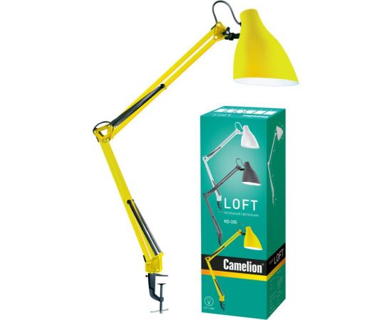 Настольный светильник Camelion KD-335 C07 желтый, с металлической струбциной, 230V, 40W, E27 13880 – изображение 2