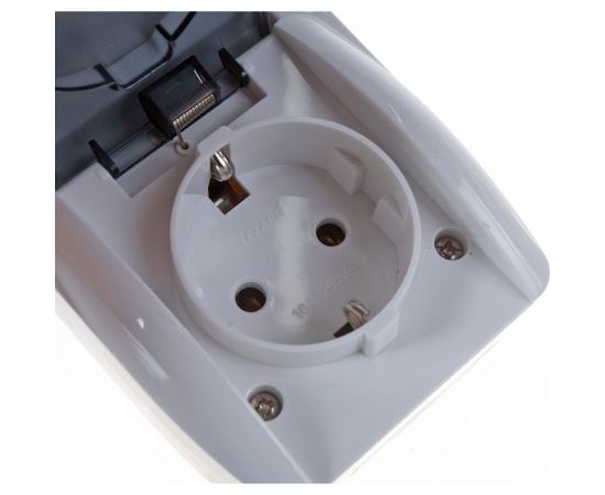 Выключатель и розетка Lezard, NATA, с/з, с крышкой, белый, вертикальный, 710-0200-172 – изображение 2