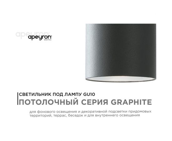 Уличный светильник Apeyron потолочный, 1хmax 15вт gx53, ip54, графит, алюминий 11-115 – изображение 2