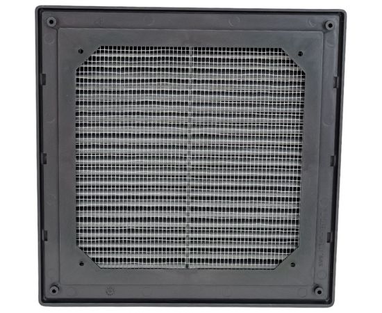 Решетка вентиляционная вытяжная с рамкой серия ВР графит (250x250 мм, пластик) ВИЕНТО 2525ВР-графит – изображение 2