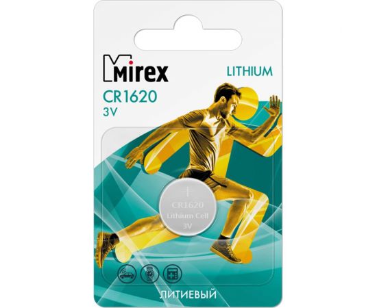 Литиевая батарея Mirex cr1620 3v 1 шт 23702-CR1620-E1 – изображение 3