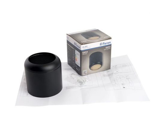 Потолочный светильник FERON HL365 Barrel ECHO 12W, 230V, GX53, черный, с антибликовой сеточкой 48400 – изображение 6