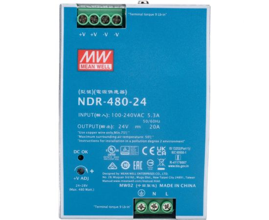 Источник питания Mean Well, AC/DC NDR-480-24 Т02290107 – изображение 6