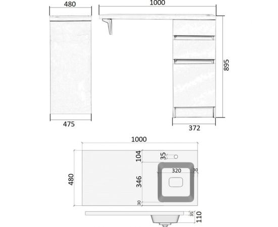 Напольная тумба с правой раковиной под стиральную машину ORANGE OPTIMA OP-40TUW+RAR – изображение 8