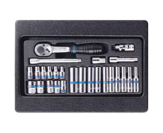 Набор торцевых головок 1/4"" с принадлежностями (ложемент, 26 предметов) KING TONY 9-2526MR 