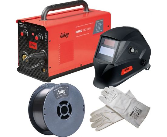 Сварочный полуавтомат FUBAG IRMIG 140 syn с горелкой 150а в комплекте + набор из 3 предметов: маска+краги сварщика+проволока 41399_vset 
