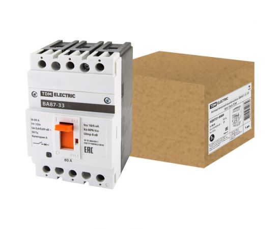 Автоматический выключатель TDM ВА87-33 3Р 80А 18кА SQ0751-0009 