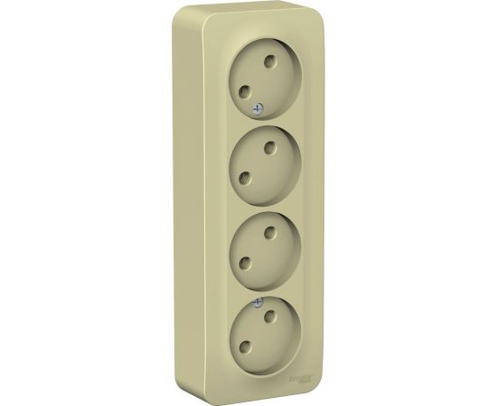 4-ая наружная розетка Schneider Electric Blanca Бежевый, без заземления, без шторок, изолированная пластина SE BLNRA000417 