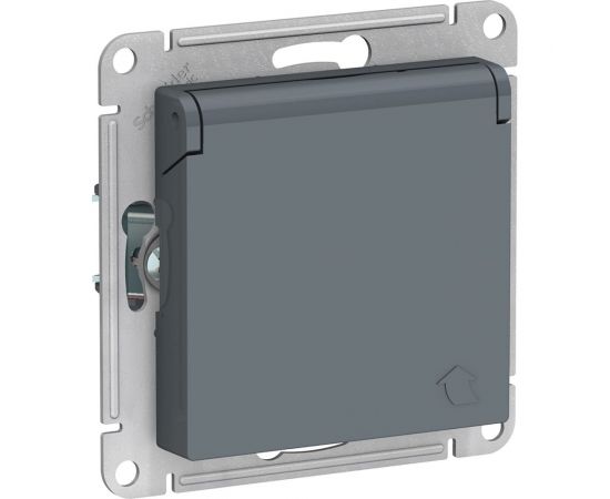Розетка Schneider Electric AtlasDesign Грифель с/з, со шторками, с крышкой, 16А SE ATN000746 