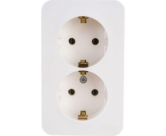 Двойная розетка Schneider Electric BLANCA открытой установки, с заземлением, без шторок, молочный BLNRA010212 