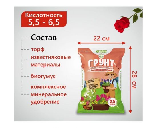 Грунт Фабрика Торфа Магия роста Для комнатных растений 2,5л МРКомРас2 – изображение 2