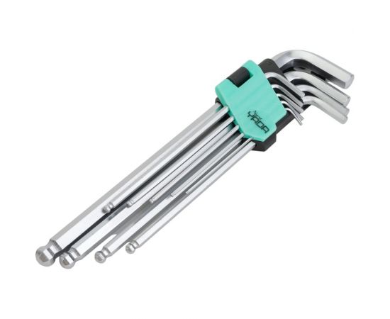 Набор удлиненных шестигранных ключей Nord-Yada с шаром 9 предметов 1.5, 2, 2.5, 3, 4, 5, 6, 8, 10 мм ТМ Nord YADA 907657 – изображение 2