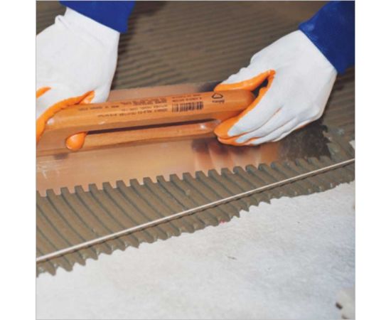 Зубчатый полутер DEKOR HASSAN 120x600 мм, квадратный зуб 12x12 мм, деревянная ручка 844 – изображение 3