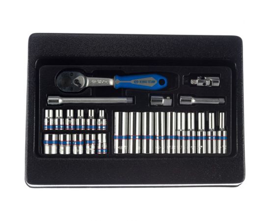 Набор торцевых головок 1/4"" с принадлежностями (ложемент, 26 предметов) KING TONY 9-2526MR – изображение 3