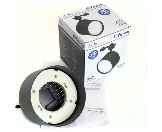 Трековый однофазный светильник на шинопровод FERON AL166 под лампу GX70, черный 48545 – изображение 6