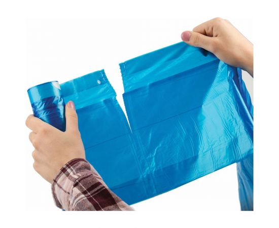 Мешки с завязками в рулоне для мусора 35 л, синие, 30 шт, ПНД, 13 мкм, 48x52 см ЛЮБАША 608095 – изображение 6