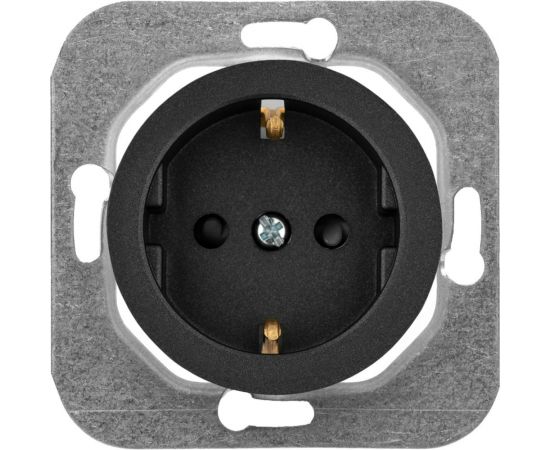 Механизм розетки Bylectrica 1-местная, скрытая установка, с заземляющим контактом, со шторками, серия ПРОВАНС, РС16-1406 графит 