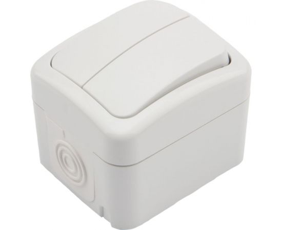 Двухклавишный накладной выключатель KRANZ IP54 белый KR-78-0602 