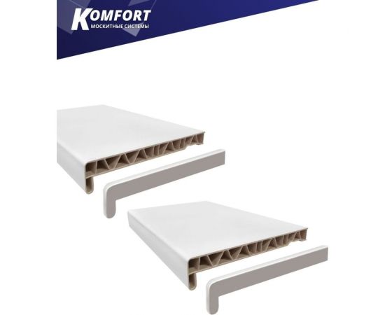 Заглушка для подоконника пвх KOMFORT москитные системы торцевая двухсторонняя пластиковая белая 600 мм комплект 1 шт ЗПБ600_1 