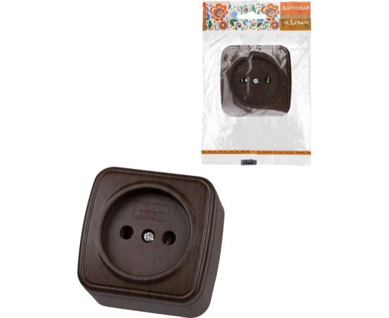 Розетка открытой установки TDM 2П IP20 10А, венге ""Дача"" Народная SQ1824-0027 