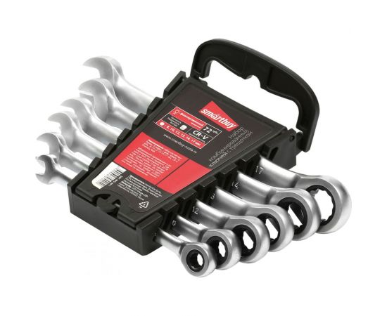 Набор комбинированных ключей Smartbuy 6 предметов, с фиксированной трещоткой 72 зуба, 8-10-12-13-14-17 мм SBT-WS-6P1 