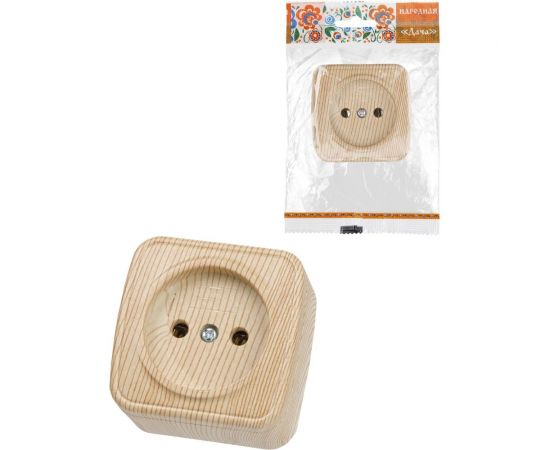 Розетка TDM 2П открытой установки IP20 10А, сосна ""Дача"" Народная SQ1824-0037 