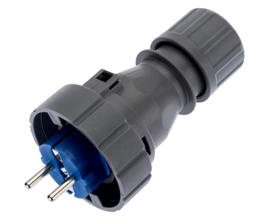 Прямая влагозащищенная вилка 2P+РE REXANT, 16 А, IP68 111-013 