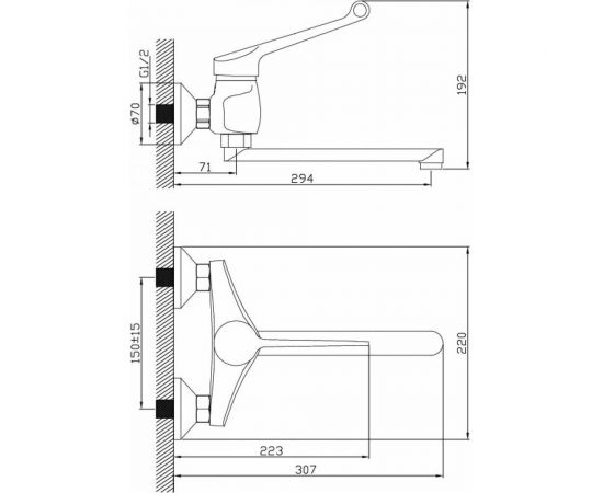 Смеситель Diadonna универсальный, с прямым, поворотным изливом D80-246126 – изображение 2