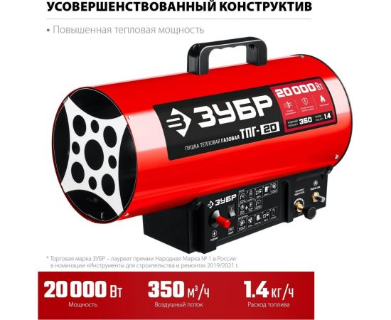 Газовая тепловая пушка ЗУБР 20 кВт ТПГ-20 – изображение 2