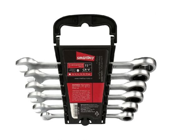 Набор комбинированных ключей Smartbuy 6 предметов, с фиксированной трещоткой 72 зуба, 8-10-12-13-14-17 мм SBT-WS-6P1 – изображение 2