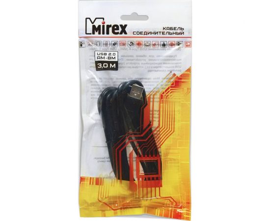 Соединительный кабель Mirex usb 2.0 am-bm 3 метра 13700-AMBM30BK – изображение 2