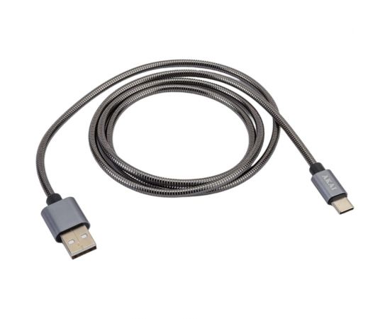 Дата-кабель AKAI разъем Type C 1м оплетка металл серебряный CE-442S – изображение 2