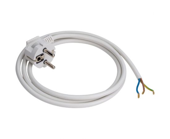 Сетевой шнур Мастер Тока ПВСбм 3x0,75 белый, 10А, с заземлением, 1,5м, угловая вилка СШ0030 – изображение 2