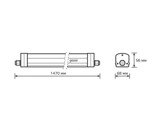 Светодиодный светильник Gauss IP65 1470x60x55мм 45Вт 4500lm 4000К UNIVERSAL матовый соединение в линию 843425245 – изображение 3
