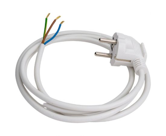 Сетевой шнур Мастер Тока ПВСбм 3x0,75 белый, 10А, с заземлением, 1,5м, угловая вилка СШ0030 – изображение 3