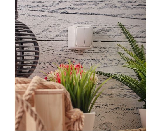 Двухклавишный накладной выключатель KRANZ IP54 белый KR-78-0602 – изображение 5