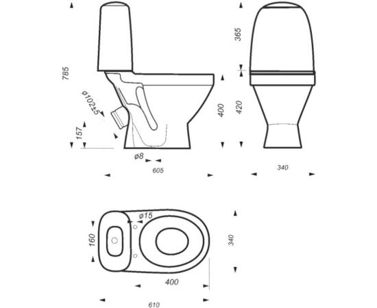 Унитаз-компакт Sanita Виктория эконом белый, сидение Уклад полипропилен без микролифта VICSACC01090111 00011364 – изображение 6
