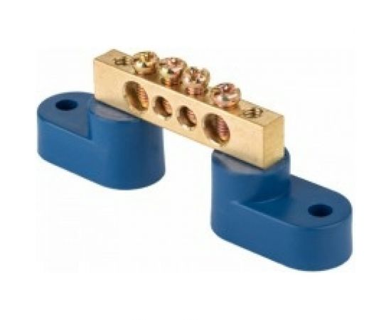 Нулевая шина EKF N, 8х12мм, 4 отверстия, латунь, 2 синих угловых изолятора, PROxima SQ sn0-125-04-2 